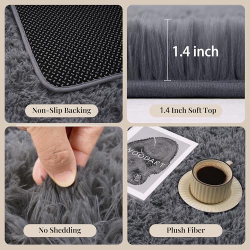 PLHXFR 8x10 Area Rugs Living Room: Fluffy Bedroom Rug Shag Carpet Grey - Image 5