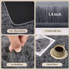 PLHXFR 8x10 Area Rugs Living Room: Fluffy Bedroom Rug Shag Carpet Grey - Image 5