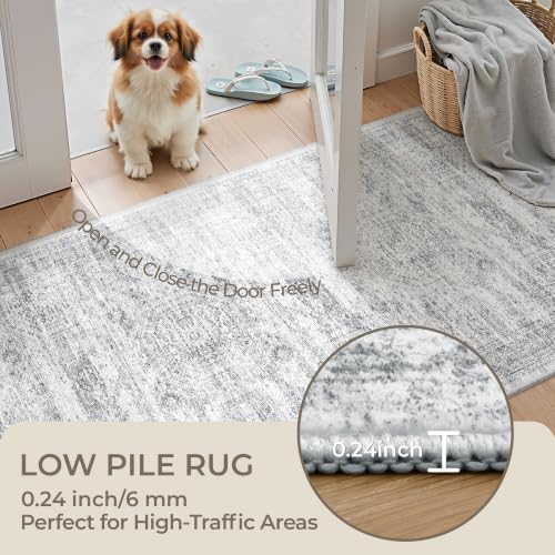 2x3 Half Circle Rug, Small Washable Entryway Rug,Grey - Image 6