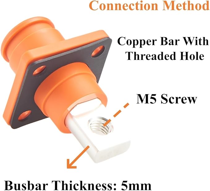 1 Set Battery Energy Storage Connector 100A 16mm² High Current HV Connectors Quick Plug Terminal Right Angle Plug and Socket IP67 Waterproof Power Adapter (Orange, 100A)