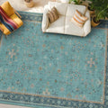 Boho 8x10 Large Teal Green Rugs for Living Room - Vibrant Turquoise Rug for Bedroom under Bed, Dining Room under Kitchen Table, Washable Soft Non Slip Unique Aqua Colorful Indoor Décor teal area rug by HazoHaus