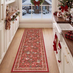 2x6 Christmas Runner Rug for Hallway,Washable Kitchen Rugs,Red - Image 4
