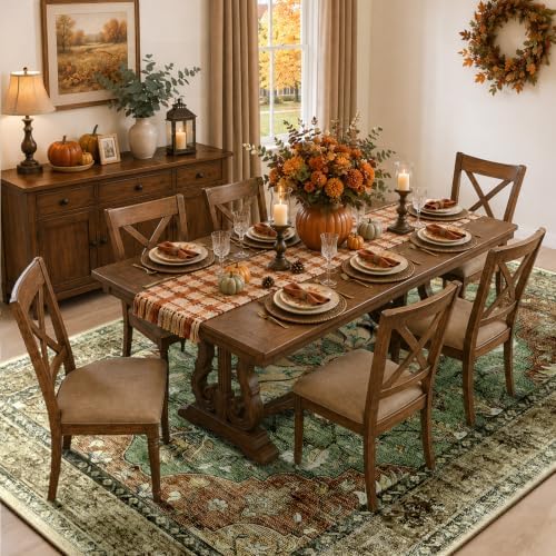 RELEANY Washable Area Rug, 6'x9', Brick/Brown/Green - Image 3
