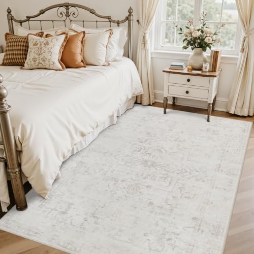 Washable Area Rugs 2x4: Living Room Bedroom Carpet Neutral Cream - Image 2