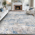 pmtsns Area Rugs 10x14 Living Room: Washable Rug Modern Abstract Neutral Soft Non-Slip Low-Pile Indoor Large Carpet for Bedroom Dining Room Playroom Home Office (Light Blue Brown, 10'x14') by pmtsns