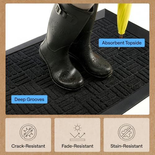 GORILLA GRIP WeatherMAX Door Mat, Indoor Outdoor Use, 47x35, Black Maze - Image 5