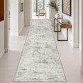 3x14 Washable Runner Rug：Modern Abstract Kitchen Soft Carpet Gray by FXRHLP