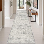 3x14 Washable Runner Rug：Modern Abstract Kitchen Soft Carpet Gray by FXRHLP
