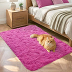 Noahas 2x3 Hot Pink Fluffy Soft Area Rug Non-Slip for Kids Bedroom Nursery by ModernHomeDecor