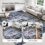 Round Area Rug Living Room: 5 ft Modern Washable Carpet Black - Image 6