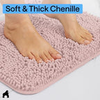 GORILLA GRIP Bath Rug Mat for Bathroom, Absorbent Chenille 24x17 Dusty Rose - Image 4