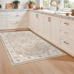 3x5 Living Room Area Rugs: Vintage Washable Non-Slip Rug for Bedroom Dining Room Soft Carpet for Nursery Kitchen Home Office Durable & Easy-Clean Design Perfect for Homes with Cats & Dogs(3x5 Beige) - Image 4