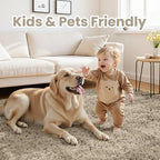 5x8 Fluffy Shag Area Rugs for Living Room Bedroom: Soft Carpet Gray Camel - Image 4