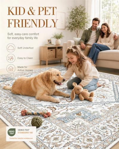 OLANLY 9x12 Washable Area Rug, Soft Non Slip Carpet for Bedroom Living Room - Image 5