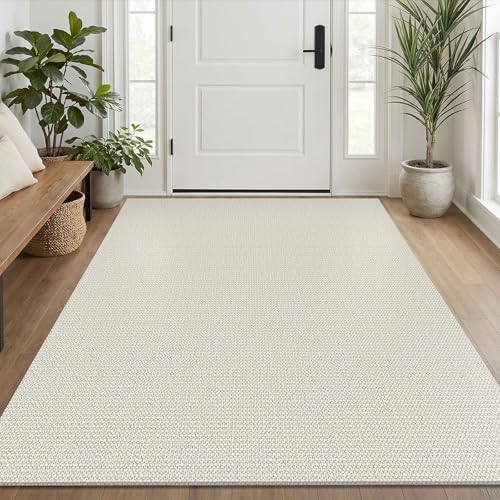 EARTHALL Washable Area Rug, Non Slip Entryway Rug, 4x6 Ft, Cream/Grayish by Unknown