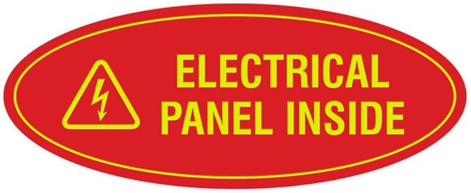Signs ByLITA Oval Electrical Panel Inside Sign (Red/Yellow) - Medium