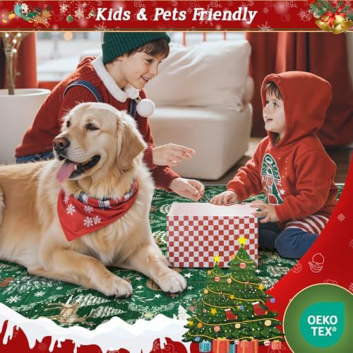 Madane Christmas Area Rug 2x3, Green Entryway Xmas Carpet Holiday Decor - Image 6