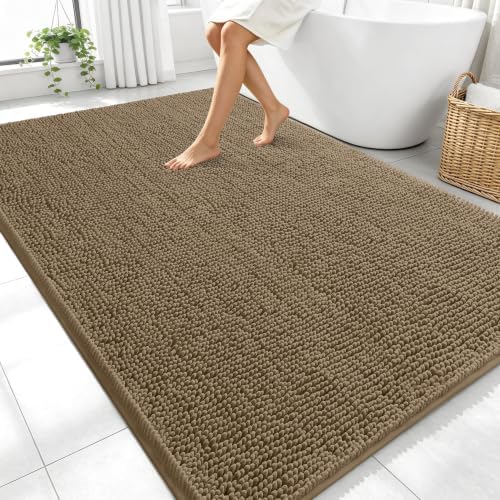 OLANLY Large Bathroom Rugs 70x46, Extra Soft Absorbent Chenille Bath Rugs by OLANLY