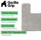 GORILLA GRIP Chenille Bath Rug Mat for Square Toilet Base, 24x19 Light Gray - Image 3