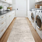 HY HAOYUNLAI 2'6x12 Runner Rugs for Hallways - Soft Kitchen Rug Non-Slip Rug Runner with Rubber Backing Washable Non Shedding Soft Beside Carpet for Bedroom Abstract Home Decor(2'6x12,Beige/Cream - Image 5