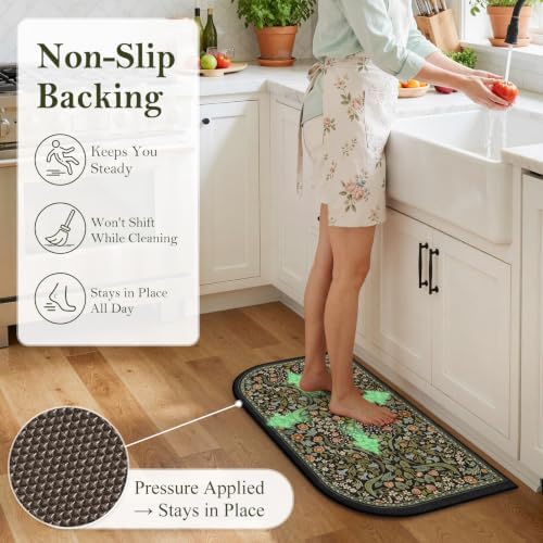 Collive Kitchen Mats for Floor Black Half Circle Rug Washable, 17.3"x29.5" - Image 3
