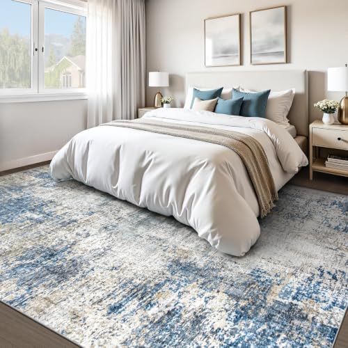 pmtsns Area Rugs 9x12 for Living Room: Washable Rug Modern Abstract Neutral Soft Non-Slip Low-Pile Indoor Large Carpet for Bedroom Dining Room Playroom Home Office (GreyBlueBrown, 9'x12') - Image 6