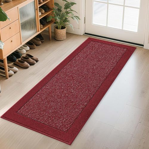 BEQHAUSE Indoor Door Mat 24" x 60", Dirt Trapper Door Mats, Red by BEQHAUSE