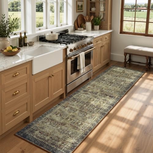 2x6 Area Rugs for Hallways, Brown Washable Non-Slip Kitchen Runner Rug - Image 3
