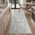 Madane Washable Runner Rug 2x6 Runners for Hallways Non Slip, Blue/Gold by Madane