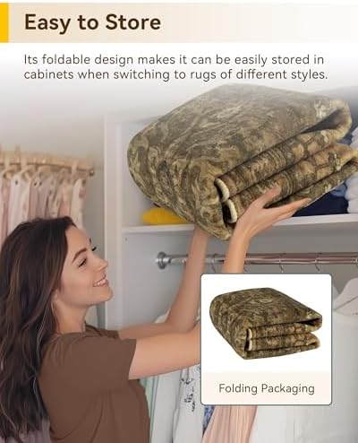 RELEANY Washable Area Rug, 6'x8', Brown/Dark Brown - Image 5
