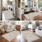Hallway Washable Runner Rug - 3x6 Kitchen Rugs Entryway Rug Runner Vintage Soft Floor Mat Non Slip Indoor Farmhouse Carpet for Bathroom Living Room Bedroom (3 X 6, Beige) - Image 6