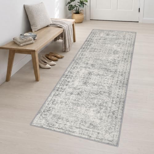 3x10 Washable Runner Rug：Modern Abstract Soft Carpet Black Grey - Image 3