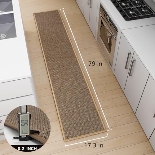 SUMLANS Kitchen Mat for Floor, Washable Non Slip Rug, Brown - Image 2