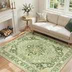 RELEANY Washable Area Rug, 4'x5', Green/Yellow by RELEANY