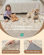 Madane Area Rug 3x5, Washable Vintage Entry Rugs for Bedroom, Beige/Blue - Image 5