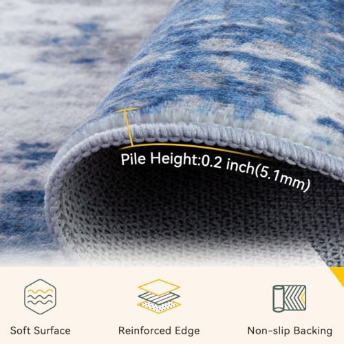 RELEANY Washable 10'x12' Abstract Area Rug for Living Room Blue Gray - Image 4