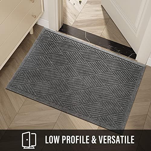 HIYARD Sturdy Front Door Mat, Absorbent Muddy Dirt Resist Welcome Door Mats Outdoor Indoor, Stain and Fade Resistant, Non-Slip Rubber Backing Low Profile Doormat for Entryway, 36×24, Grey - Image 6