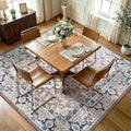 Lofus 7'x7' Square Washable Area Rug, Vintage Boho Floral Brown Carpet by Lofus