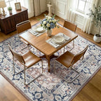 Lofus 7'x7' Square Washable Area Rug, Vintage Boho Floral Brown Carpet by Lofus