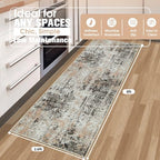 Runner Rugs for Hallways Kitchen 2.6x8 Non Slip Washable Brown Beige - Image 2