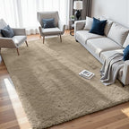 8x10 Fluffy Shag Area Rugs for Living Room Bedroom: Soft Carpet Gray Camel - Image 4
