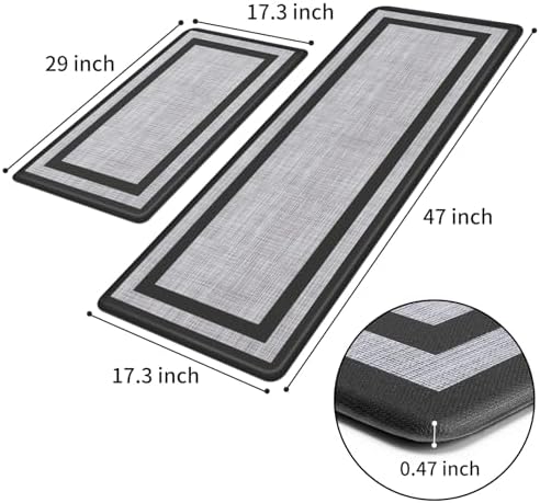 Mattitude Kitchen Mats Set of 2,Cushioned Anti-Fatigue Non-Skid Rug Sets - Image 2