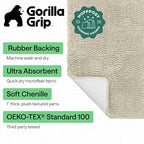 GORILLA GRIP Bath Rug Mat for Bathroom, Thick Chenille, 36x24 Dusty Cloud - Image 2