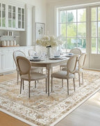 Amada 6x9 Washable Area Rug for Dining Room, Beige, Vintage Pattern - Image 3