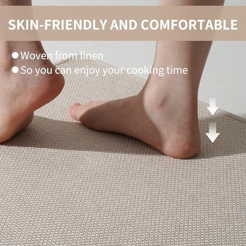 YDKGL Kitchen Mat Kitchen Rugs Sets of 2 PCS Non Slip Beige 17"x30"+17"x47" - Image 6