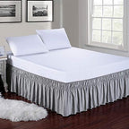 MEILA Wrap Around Elastic Bed Skirt for Twin & Full Beds, 24" Drop, Grey - Image 2