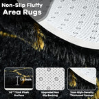 Noahas 5x7 Black Gold Fluffy Soft Area Rug Non-Slip for Living Room Bedroom - Image 5