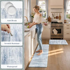 KIMODE Anti Fatigue Kitchen Mats,Abstract Kitchen Rugs Sets of 2 Blue Decor - Image 6