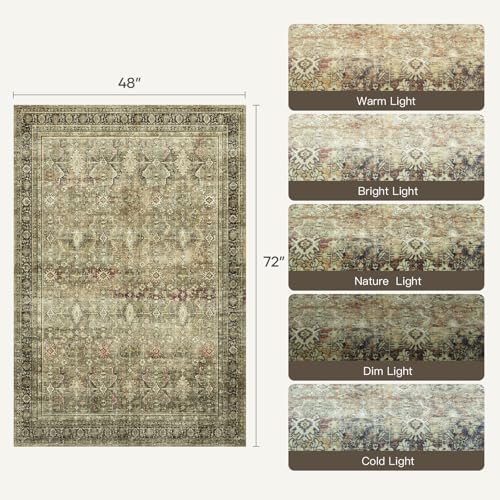 4x6 Area Rugs for Entryway, Brown Washable Non-Slip Area Rug for Kitchen - Image 2