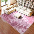 Area Rug 4x6 Pink Rug Washable Boho Rugs Non Slip Low Pile Abstract Small Carpet for Entryway, Bedroom, Kitchen, Classroom, Kids Room, Office, Dorm, Dining Room by OmpaaHomeDecor